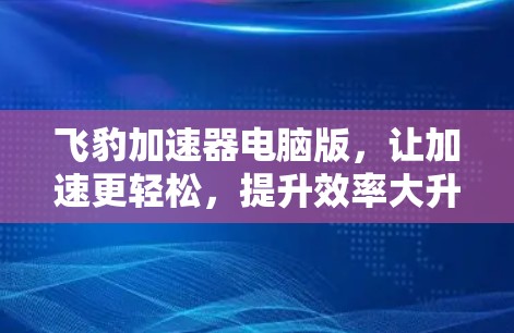 飞豹加速器电脑版，让加速更轻松，提升效率大升！